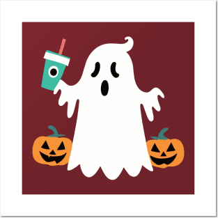 Ghost Coffee Halloween Cute Coffee Costume Posters and Art